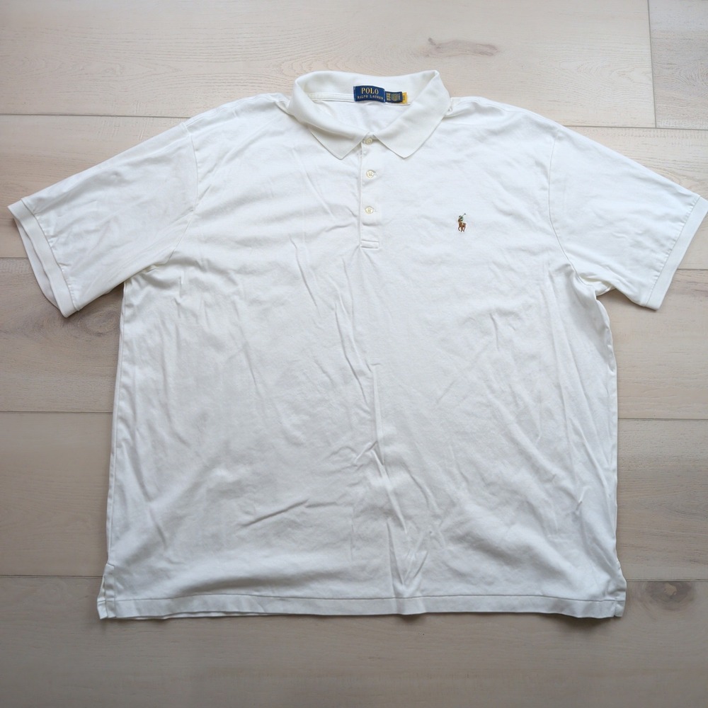 Polo Ralph Lauren Mens 3XB White Short Sleeve Cotton Polo Shirt Flesh Pony Logo
